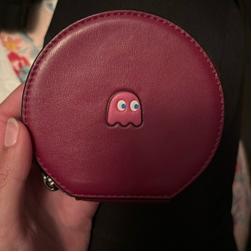 Coach Pac-Man Calf Leather Round Coin Case Wallet